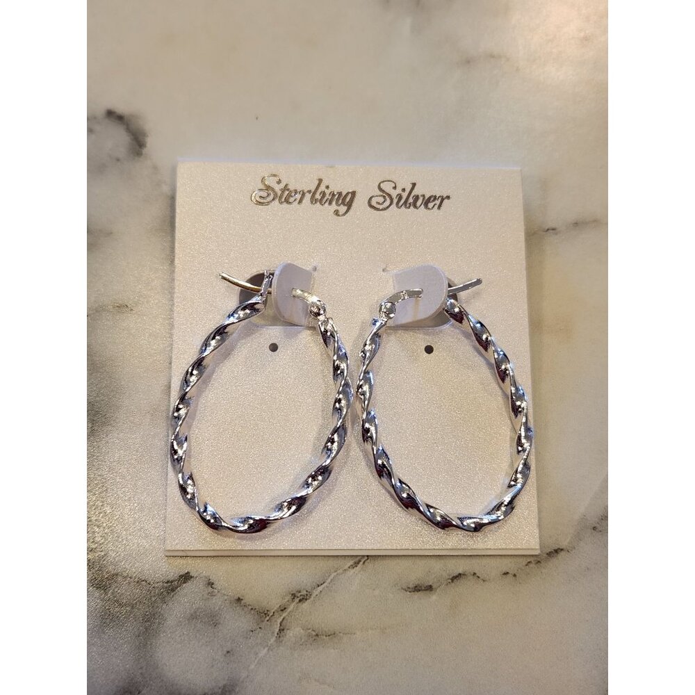 Sterling Silver Twisted Hoop Earrings
